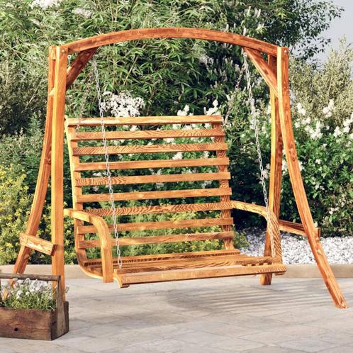 vidaXL Schommelbank 126x63x92 cm gebogen hout met, Tuin en Terras, Overige Tuin en Terras, Nieuw, Verzenden