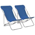 vidaXL Chaises de plage pliables 2 pcs Acier et tissu, Neuf, Verzenden