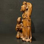 hout hofdame met dienaar - buxus hout - China - Qing, Antiek en Kunst