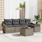 vidaXL Tuin Eettafel Set met kussen met opslag 6 pcs, Verzenden, Nieuw