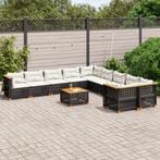 vidaXL 11-delige Loungeset met kussens poly rattan zwart, Tuin en Terras, Verzenden, Nieuw, Loungeset