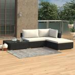 vidaXL 4-delige Loungeset met kussens poly rattan zwart, Tuin en Terras, Tuinsets en Loungesets, Verzenden, Nieuw, Loungeset