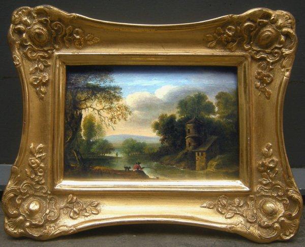 Nederlandse school (XVIII) - Landscape with castle and, Antiek en Kunst, Kunst | Schilderijen | Klassiek