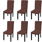 vidaXL Stoelhoezen 6 st stretch recht bruin, Tuin en Terras, Tuinmeubel-accessoires, Verzenden, Nieuw
