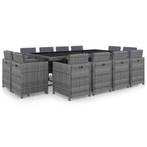 vidaXL 13-delige Tuinset met kussens poly rattan antraciet, Tuin en Terras, Verzenden, Nieuw, Tuinset