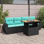 vidaXL 5-delige Loungeset met kussens poly rattan zwart, Verzenden, Nieuw, Loungeset
