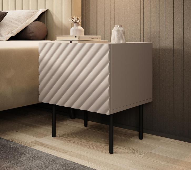 Meubella Nachtkastjes | Set van 2 | beige 46cm met deur, Huis en Inrichting, Kasten | Overige, Nieuw, Verzenden