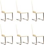 Set van 6 Gebroken witte leren industriële eetkamerstoelen -, Huis en Inrichting, Stoelen, Nieuw, Vijf, Zes of meer stoelen, Modern