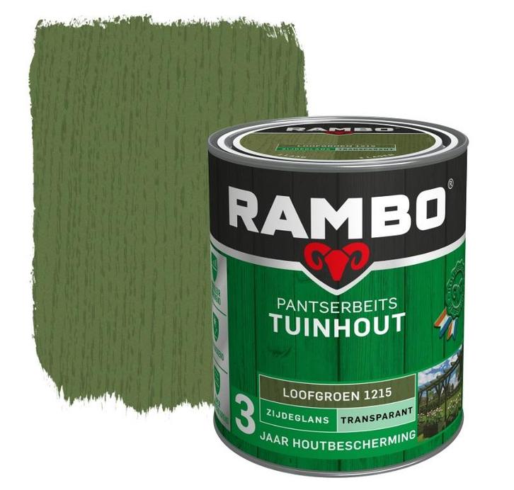 Rambo Pantserbeits Tuinhout Zijdeglans Loofgroen 1.5L, Doe-het-zelf en Bouw, Verf, Beits en Lak, Nieuw, Verzenden