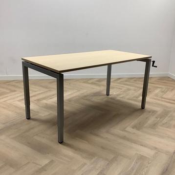 Tweedehands slingerbureau, 160x80 cm, ahorn - grijs, Bureau
