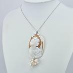 Zilver - Ketting met hanger - ANTIEKE CAMEE EN PARELS