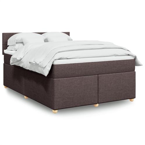 vidaXL Boxspring met matras stof donkerbruin 160x200 cm, Huis en Inrichting, Slaapkamer | Bedden, Nieuw, Verzenden