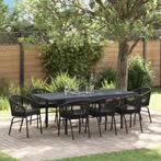 vidaXL Tuin Eettafel Set 9 pcs Zwart Poly rattan, Tuin en Terras, Tuinsets en Loungesets, Verzenden, Nieuw