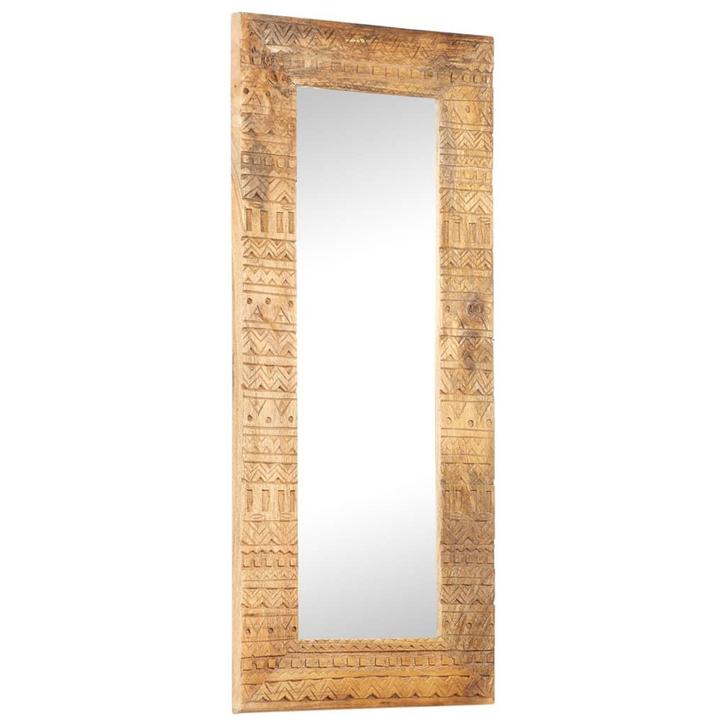 vidaXL Spiegel handgesneden 110x50x2,5 cm massief mangohout, Huis en Inrichting, Woonaccessoires | Spiegels, Nieuw, Verzenden