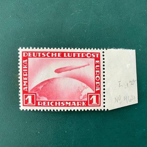 Duitse Rijk 1931 - 1 Mark Zeppelin met velrand en perfecte, Postzegels en Munten, Postzegels | Europa | Duitsland