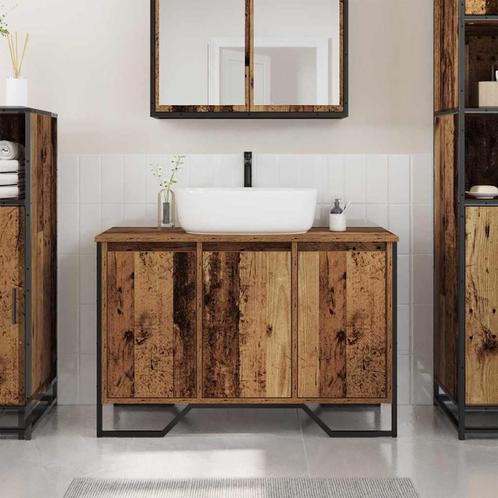 vidaXL Wastafelmeubel met opslag Oud Hout 91 x 35 x 60 cm, Huis en Inrichting, Tafels | Kaptafels, Nieuw, Verzenden