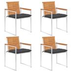 vidaXL Tuinstoelen 4 st met kussens massief acaciahout, Tuin en Terras, Tuinstoelen, Verzenden, Nieuw