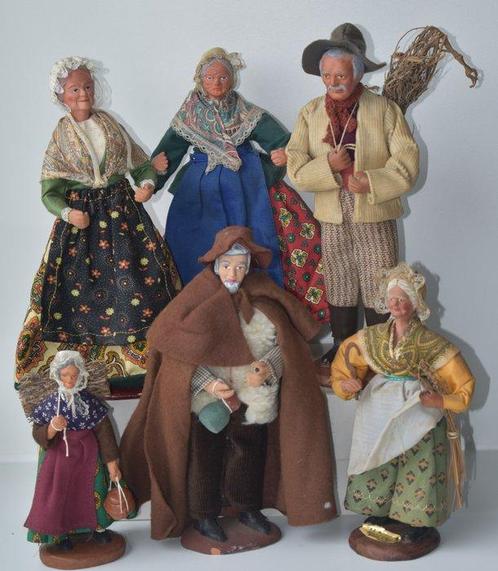 Figurine de Noël décorative - (6) - terre cuite, tissu,, Antiquités & Art, Curiosités & Brocante
