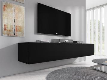 TV-Meubel Flame - Mat Zwart - 180 cm - Zwevend, Verzenden