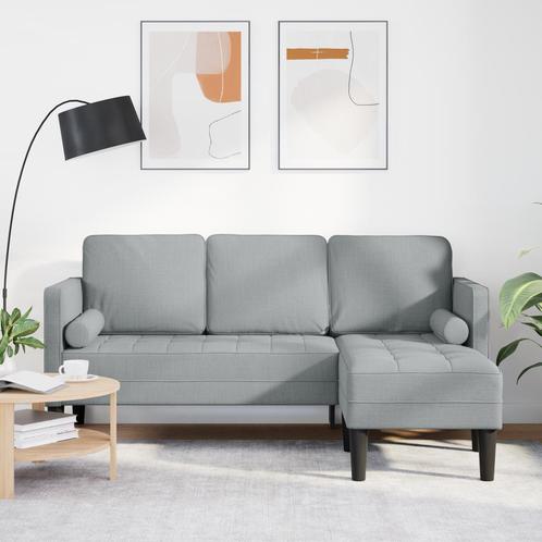 vidaXL 3-Zits L-vormige Bank Lichtgrijs 160 cm Stof, Huis en Inrichting, Zetels | Zetels, Nieuw, Verzenden