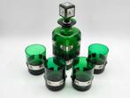Drankservies (5) - Strak vormgegeven, Smaragd groen met tin