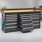 Datona Werkbank PRO met eiken werkblad en 18 lades - 200 cm, Doe-het-zelf en Bouw, Werkbanken, Ophalen of Verzenden, Nieuw