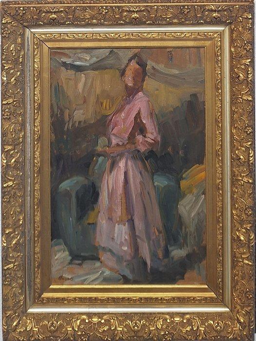 Hans Bayens (1924-2003) - Lady in a Domestic Setting in the, Antiek en Kunst, Kunst | Schilderijen | Klassiek