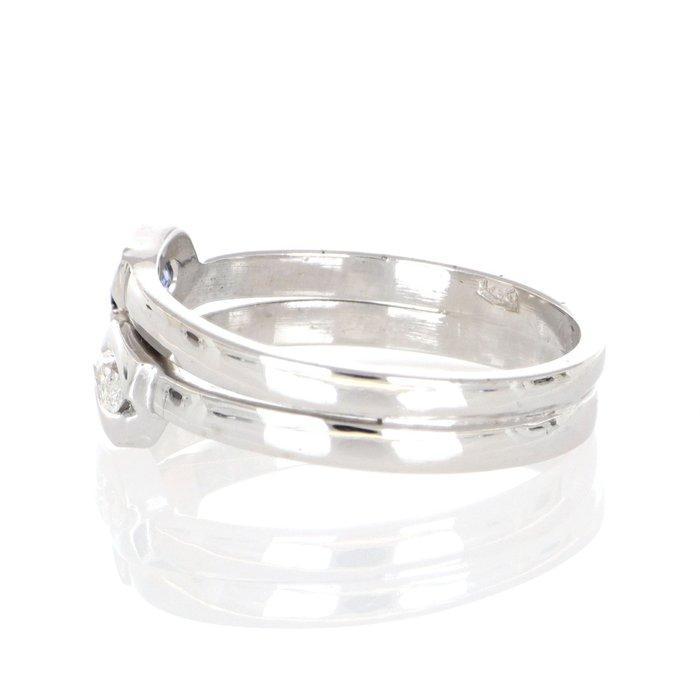 Zonder Minimumprijs - Ring - 18 karaat Witgoud Saffier -, Handtassen en Accessoires, Ringen