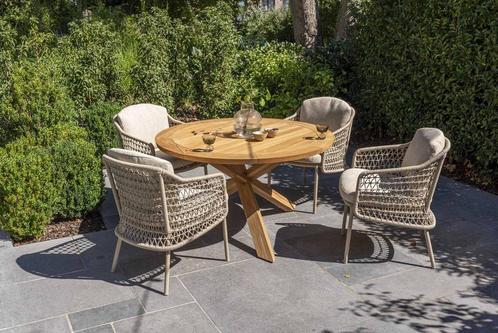 4 Seasons Outdoor Puccini tuinset latte met Prado teakhouten, Tuin en Terras, Tuinsets en Loungesets
