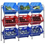 vidaXL Opbergrek voor 9 kratten 145x33x116 staal, Huis en Inrichting, Kasten | Stellingkasten, Verzenden, Nieuw