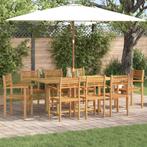 vidaXL Tuin Eettafel Set 9 pcs Bruin Massief Teakhout, Jardin & Terrasse, Verzenden