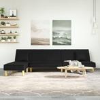 vidaXL Slaapbank L-vormig 255x140x70 cm fluweel zwart, Huis en Inrichting, Verzenden, Nieuw