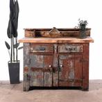 Industrieel oud dressoir | Vintage bruine werkbank