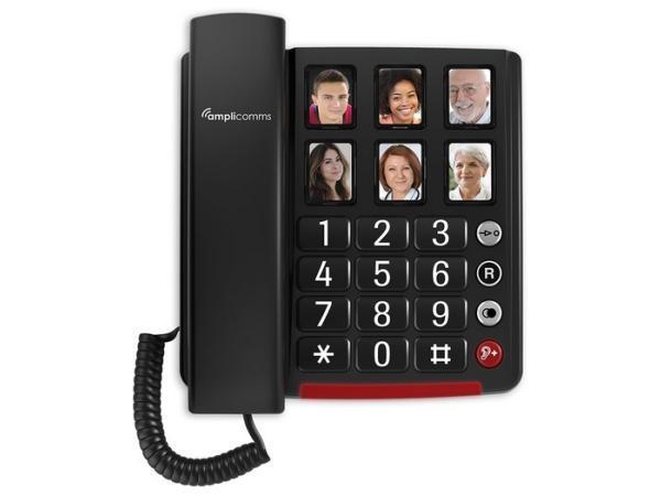 Veiling - Amplicomms BT40 Zwart vaste telefoon met 6 fototoe, Télécoms, Téléphones fixes | Filaires