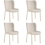 tectake Gestoffeerde stoel Tessa - Fluweellook beige/goud, S, Verzenden, Nieuw