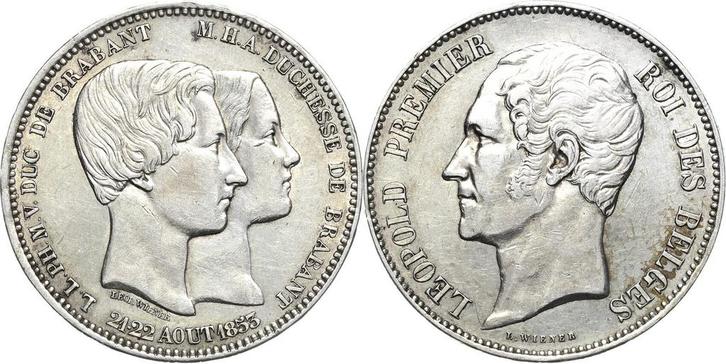 5 Francs 1853, Belgie-koenigreich Leopold I 1830-1865, Timbres & Monnaies, Monnaies | Europe | Monnaies non-euro, Envoi