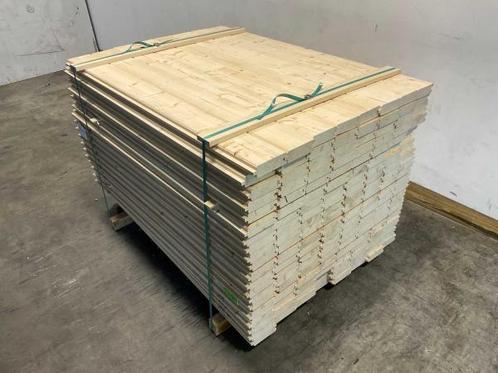 Veiling - 60x Vuren blokhutprofiel mes- en groef 119x14,5x4,, Doe-het-zelf en Bouw, Hout en Planken, Nieuw