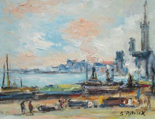 Bruno Retaux (1947) - Vue de Rouen, Antiek en Kunst, Kunst | Schilderijen | Klassiek