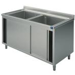 Spoeltafel | RVS | 2 Spoelbakken (Midden) | Schuifdeuren |, Verzenden, Nieuw in verpakking