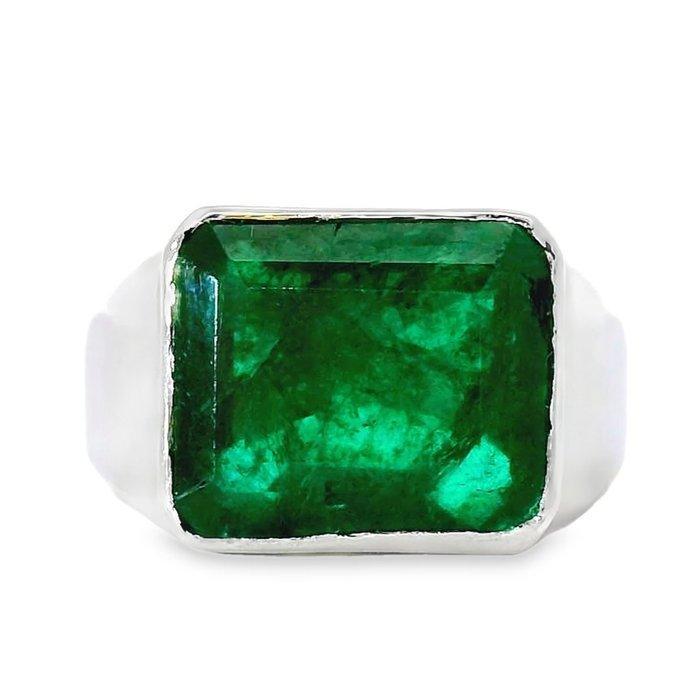 Ring Platina - 11.30ct. tw. Smaragd, Handtassen en Accessoires, Ringen
