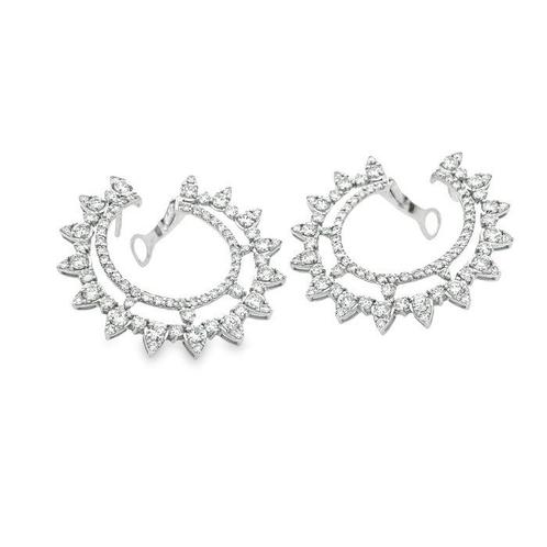Oorbellen - 14 karaat Witgoud - 3.16ct. tw. Diamant, Handtassen en Accessoires, Oorbellen