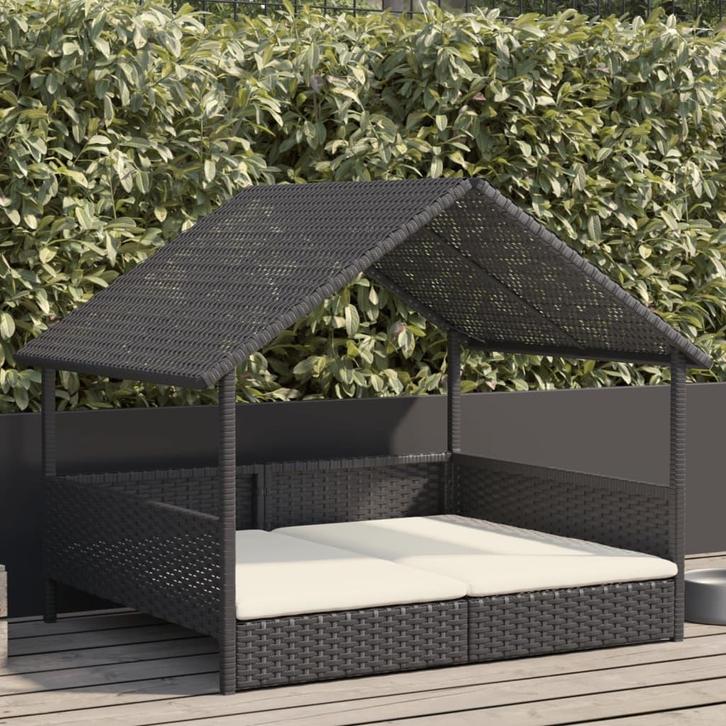 vidaXL Hondenhok met kussen poly rattan, Dieren en Toebehoren, Hondenhokken, Nieuw, Verzenden