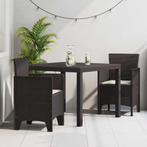 vidaXL Tuin Eettafel Set 3 pcs Bruin Polt riet, Verzenden, Nieuw