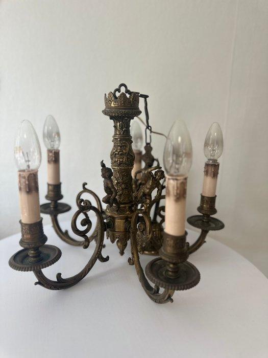 Plafondlamp - Legering, Messing - Prachtige Putti Luster, Antiek en Kunst, Antiek | Overige Antiek