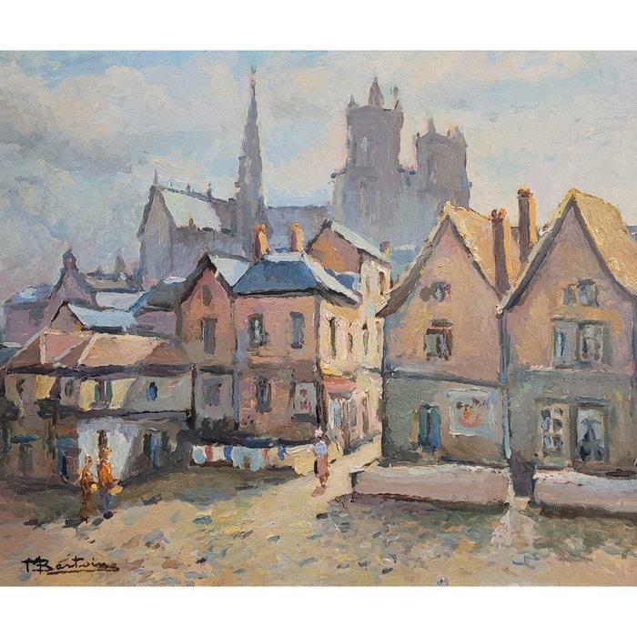 Marcel Bertoin (XX) - Pueblo bretón, Antiek en Kunst, Kunst | Schilderijen | Klassiek