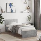 vidaXL Bedframe met hoofdbord bewerkt hout betongrijs 75x190, Verzenden, Nieuw