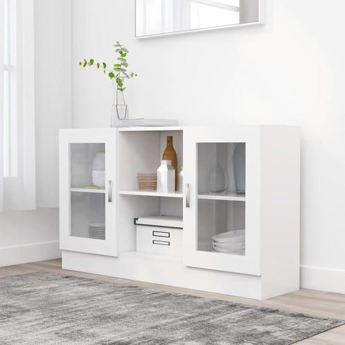 vidaXL Armoire à vitrine Blanc 120x30,5x70 cm Bois, Maison & Meubles, Armoires | Dressoirs, Neuf, Envoi