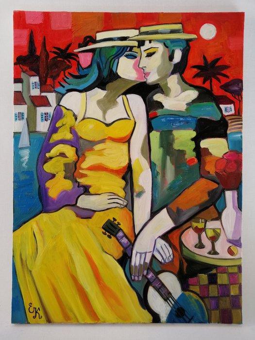 Elena Khmeleva - Les amoureux. Œuvre originale, fait à la, Antiek en Kunst, Kunst | Schilderijen | Modern
