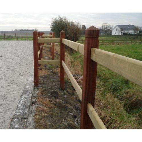 Kensington 2 hoekpaal met piramidekop in tropisch hardhout, Dieren en Toebehoren, Stalling en Weidegang
