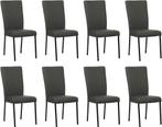 Set van 8 Donkergrijze leren moderne eetkamerstoelen - poot, Huis en Inrichting, Stoelen, Nieuw, Vijf, Zes of meer stoelen, Modern